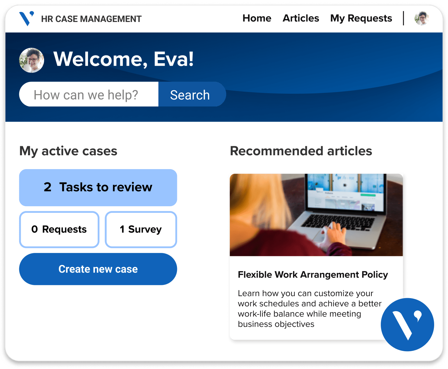 Image depicting Avature HR Case Management main dashboard