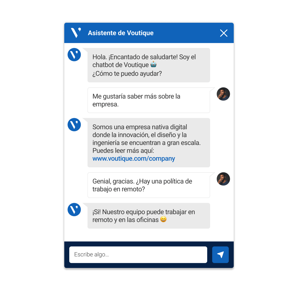 Screenshot of Avature's multi-lingual HR chatbot in Spanish