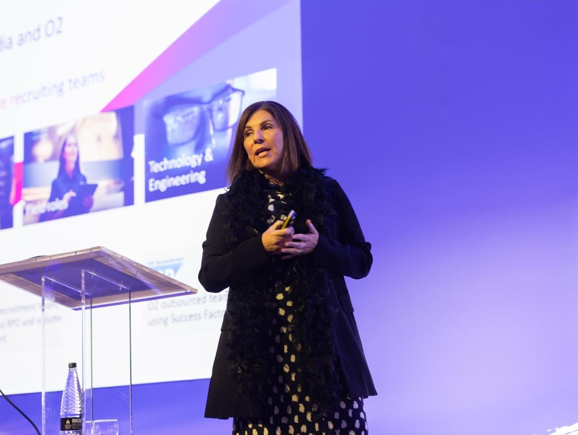 Sharron O'Donnell during Virgin Media O2's award-winning speech at #AvatureUpfront in London