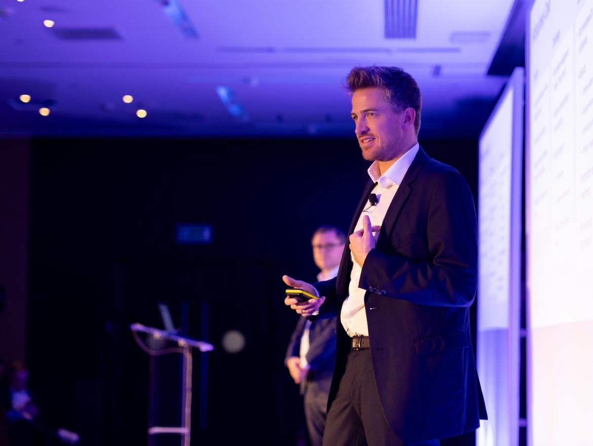 Felix Breickmann of DHL onstage during the Power User Academy sessions at #AvatureUpfront