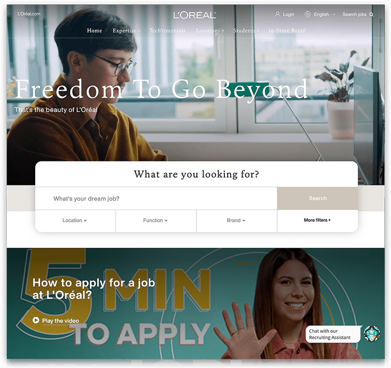 Image showcasing L'oreal career portal built with avature